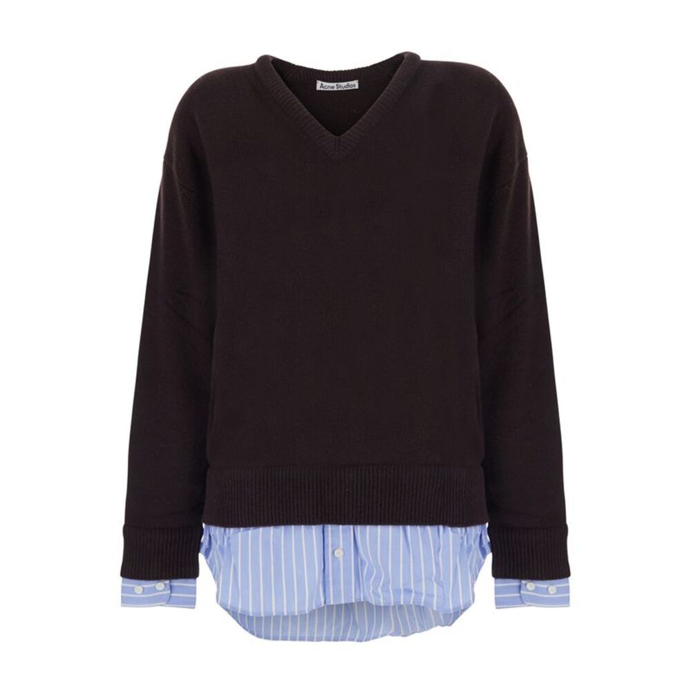 Acne Studios Women Sweater With High Neck And Long Sleeves In Brown For Women